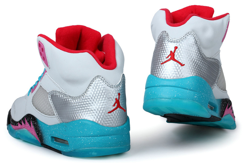 Air Jordan 5 Mens Shoes White/Red/Blue Online
